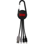 Color Light Up Dual Input 3-in-1 Carabiner Charging Cable - Red Color Light Up Dual Input 3-in-1 Carabiner Charging Cable - Red