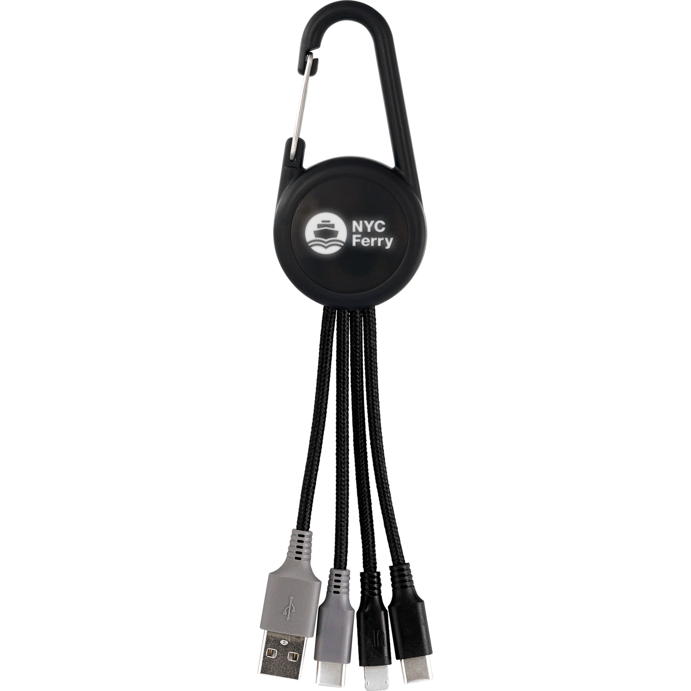 Color Light Up Dual Input 3-in-1 Carabiner Charging Cable 1