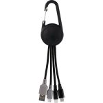 Color Light Up Dual Input 3-in-1 Carabiner Charging Cable - Black-Blank Color Light Up Dual Input 3-in-1 Carabiner Charging Cable - Black-Blank