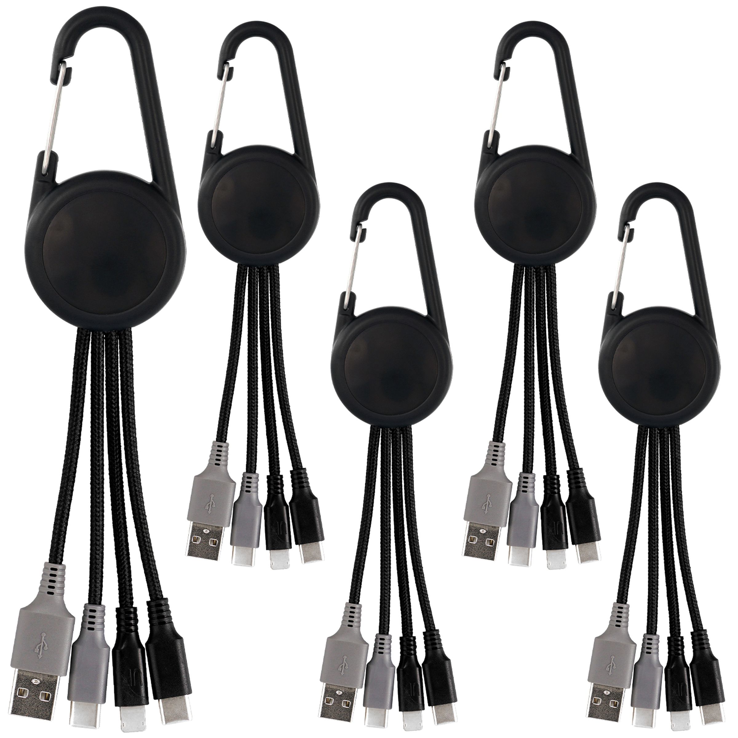 Color Light Up Dual Input 3-in-1 Carabiner Charging Cable 1