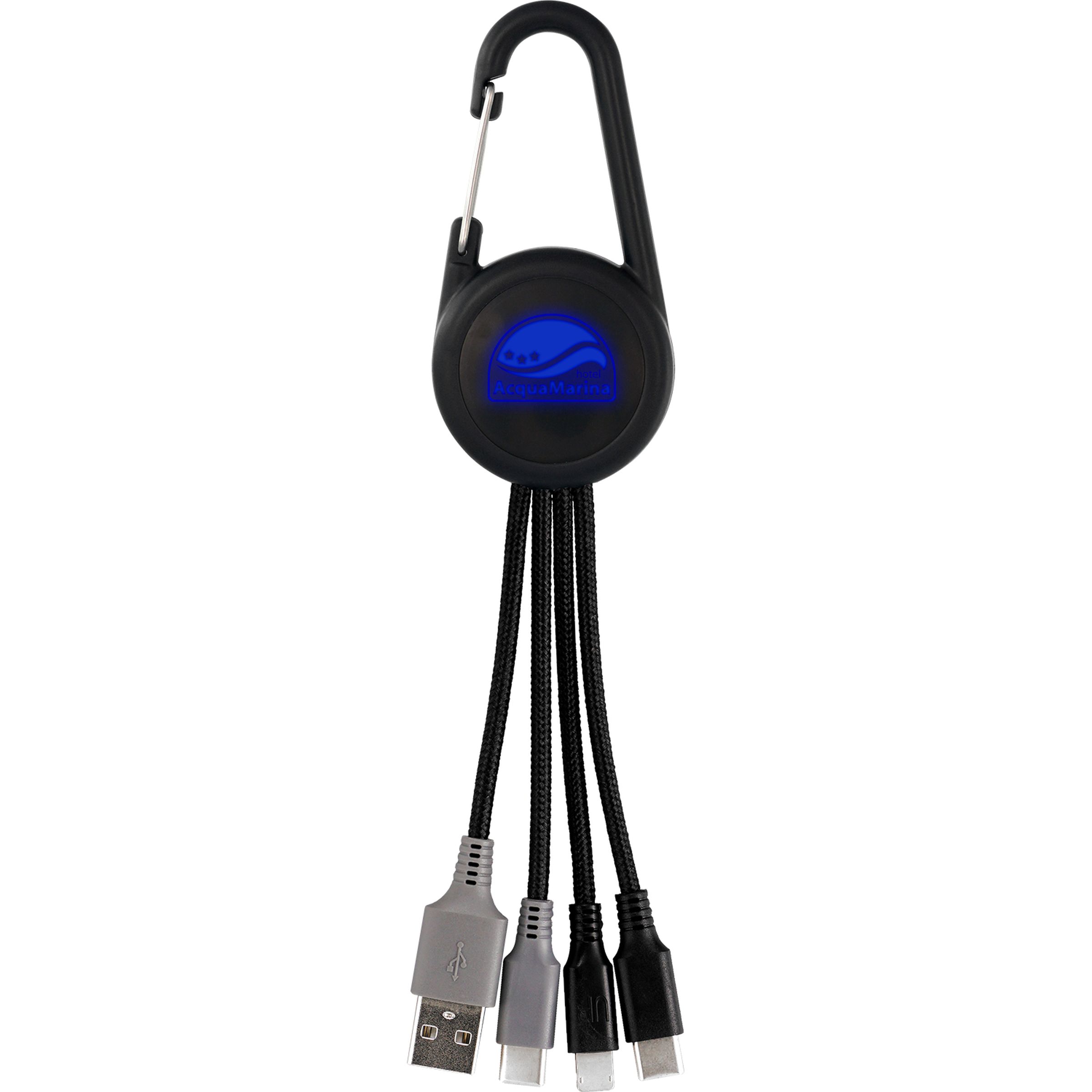 Color Light Up Dual Input 3-in-1 Carabiner Charging Cable 1