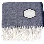 Fringed Emblem Throw Blanket - blue Fringed Emblem Throw Blanket - blue