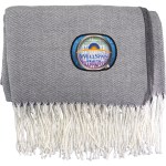 Fringed Emblem Throw Blanket - gray Fringed Emblem Throw Blanket - gray