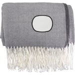 Fringed Emblem Throw Blanket - gray Fringed Emblem Throw Blanket - gray
