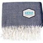 Fringed Emblem Throw Blanket - blue Fringed Emblem Throw Blanket - blue