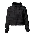 Independent Trading Co.® Women's Lightweight Crop Windbreaker - Black/Camo - Independent Trading Co.® Women's Lightweight Crop Windbreaker - Black/Camo -