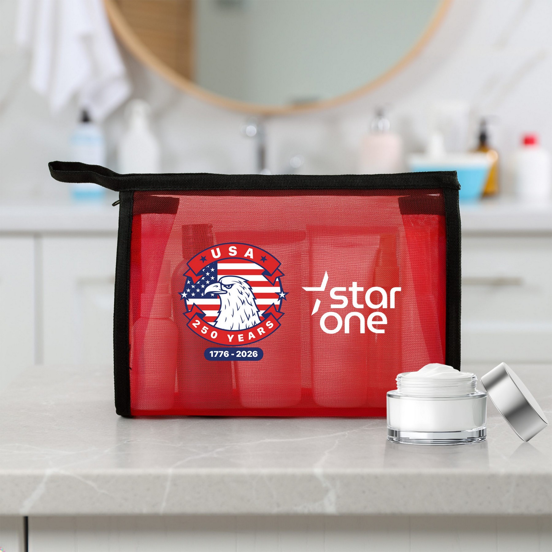 Patriotic Mesh Toiletry Bag 1