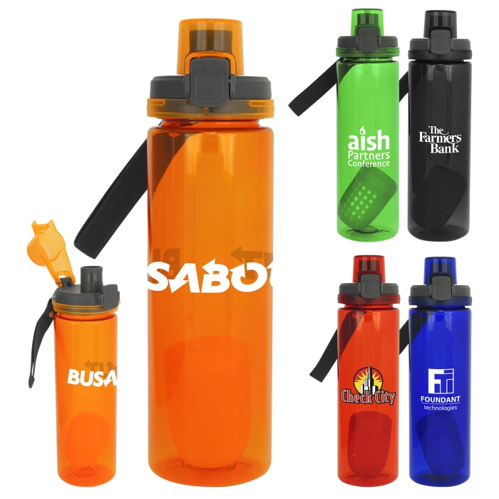 Locking Lid 24 oz. Colorful Bottle with Floating Infuser 1