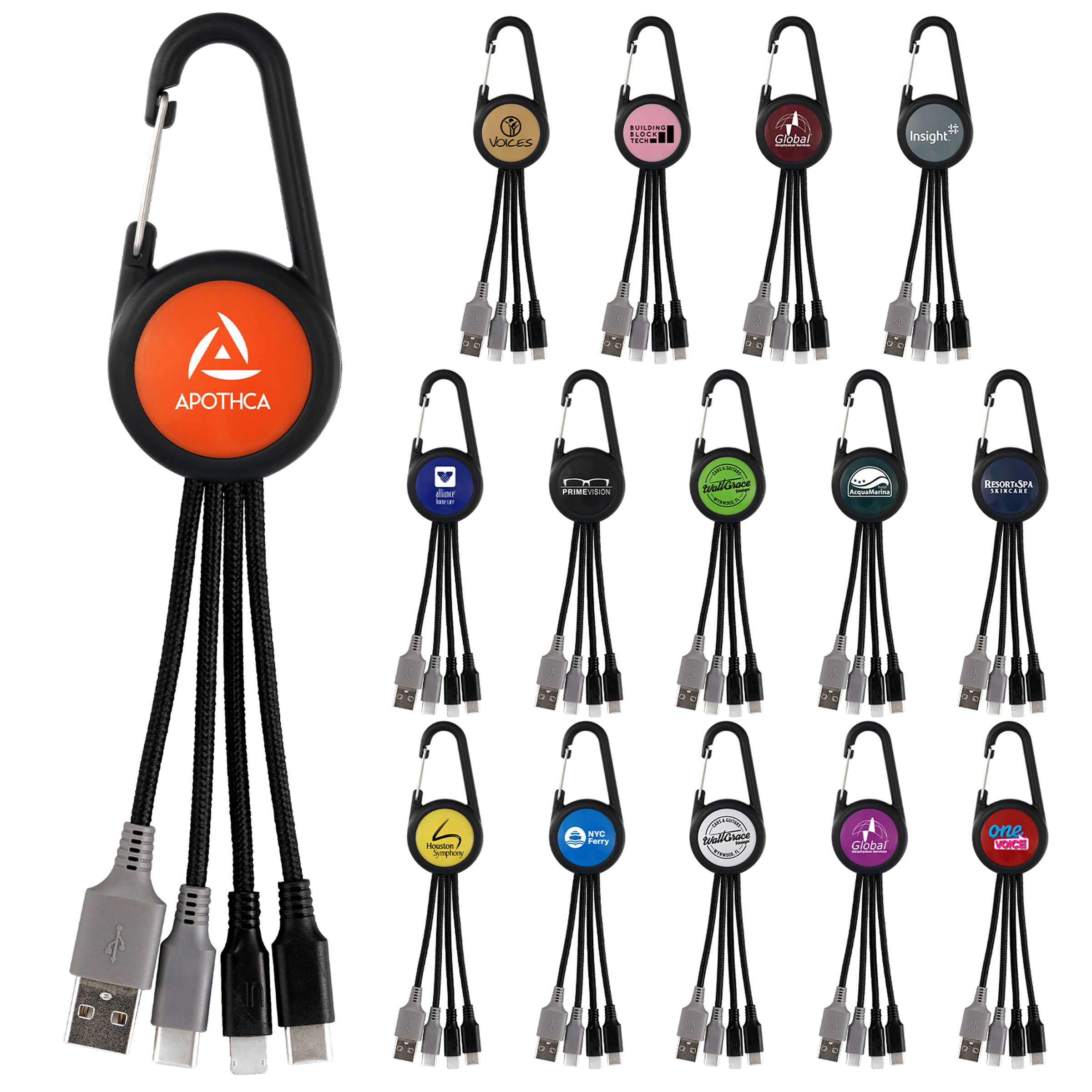 Colorful 3-in-1 Carabiner Duo Charging Cable 1