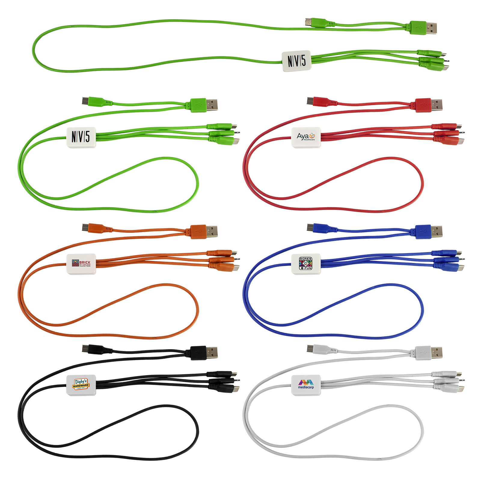 Dual Input 3' Snap Colorful Cable 1
