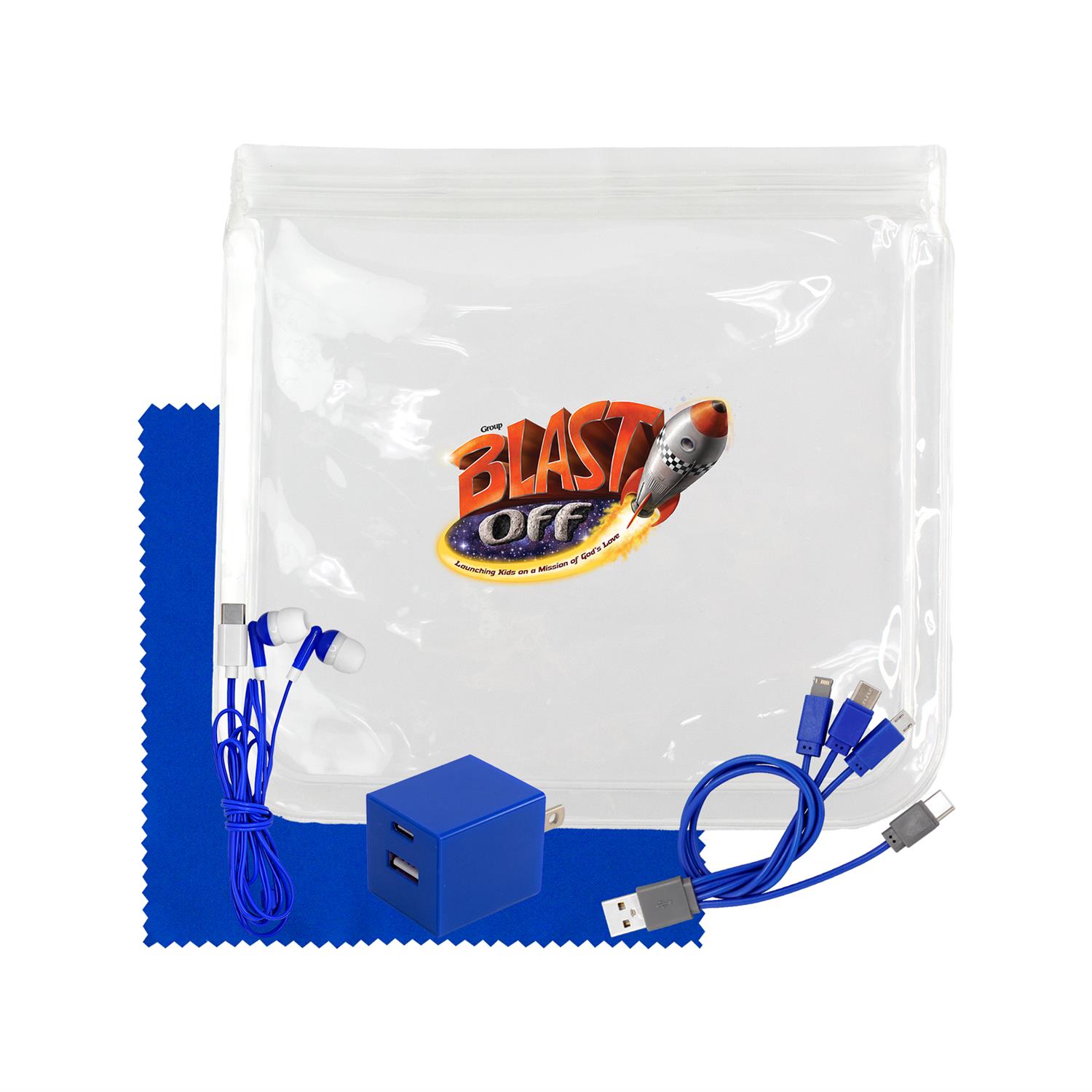 Clear Wall, Cable, Ear Bud & Cloth Set 1