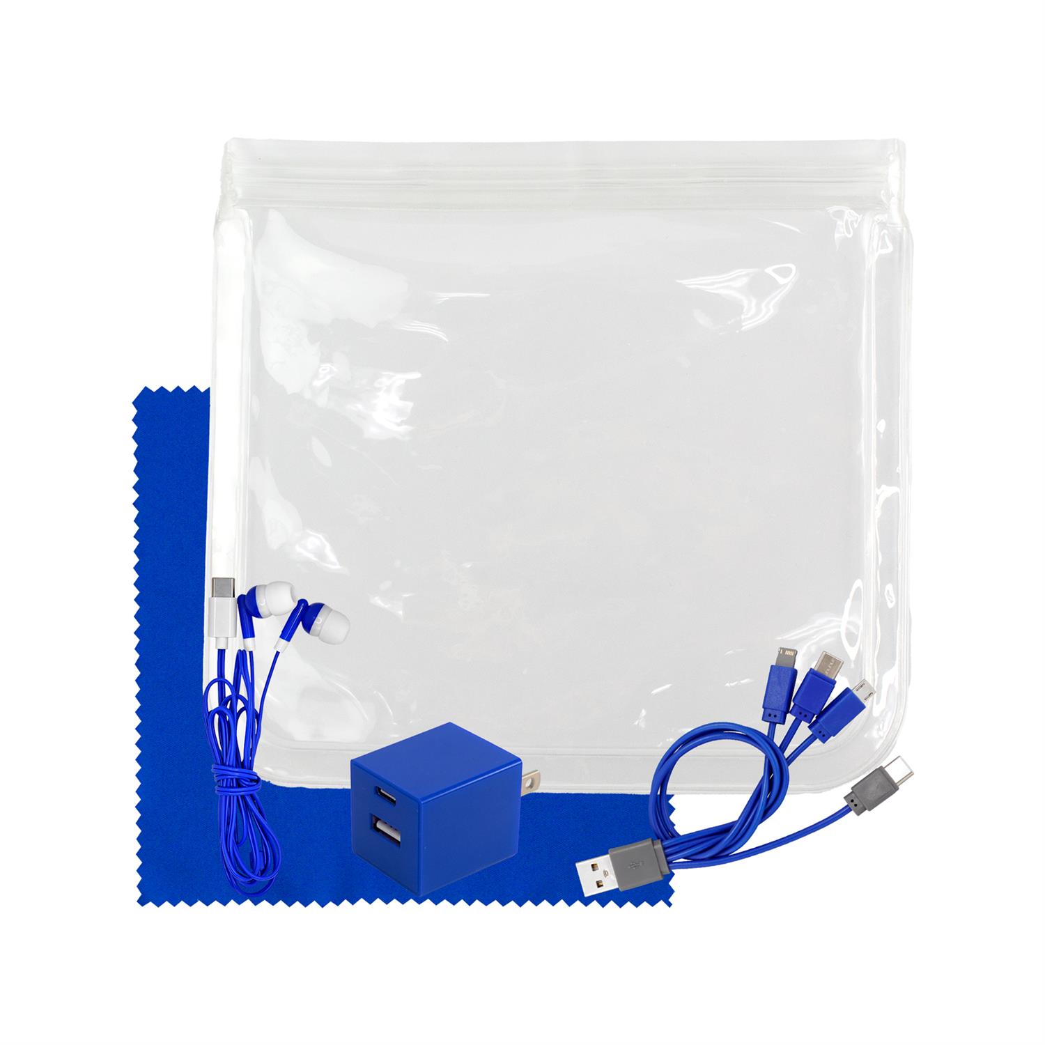 Clear Wall, Cable, Ear Bud & Cloth Set 1