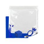 Clear Wall, Cable, Ear Bud & Cloth Set - Blue Clear Wall, Cable, Ear Bud & Cloth Set - Blue