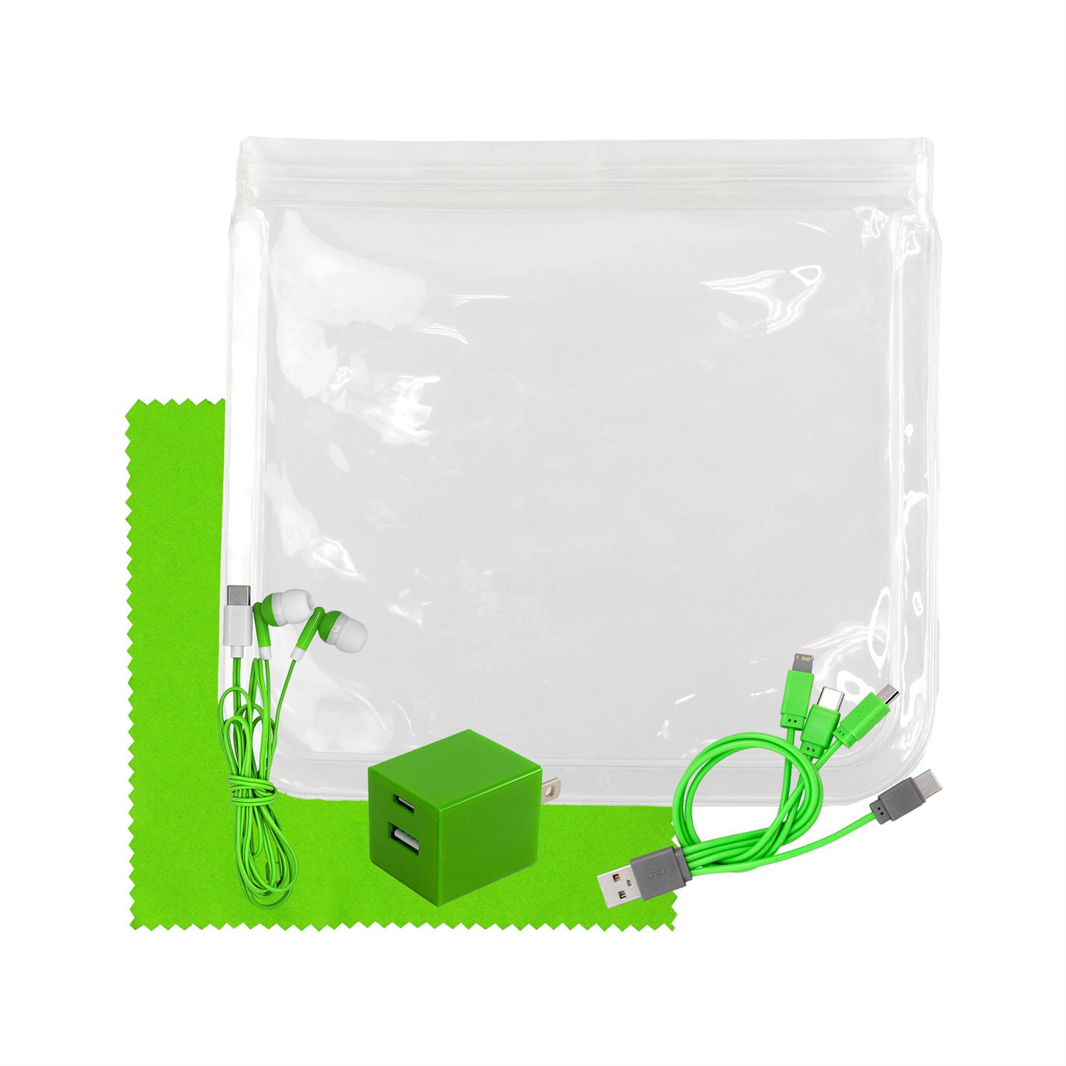 Clear Wall, Cable, Ear Bud & Cloth Set 1