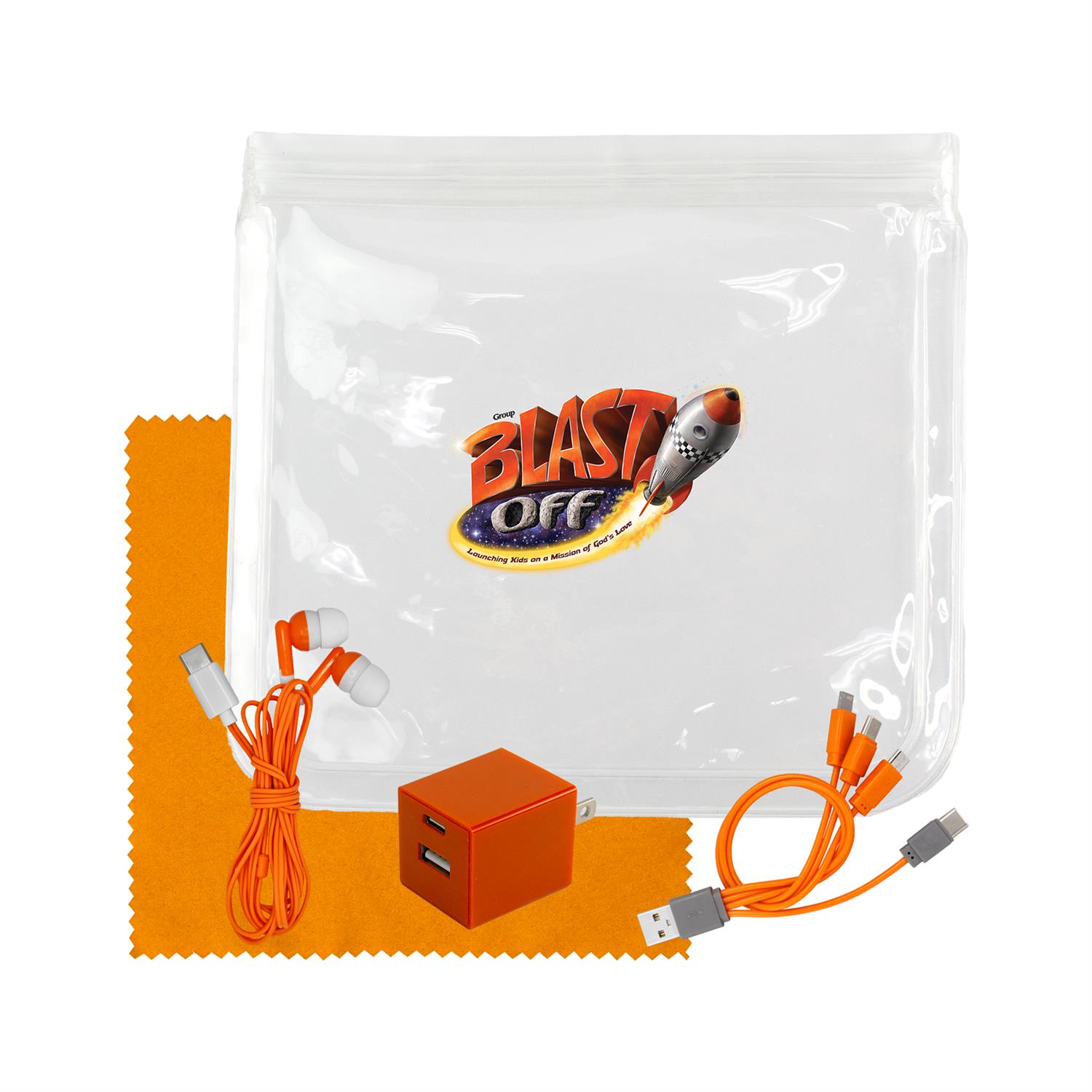 Clear Wall, Cable, Ear Bud & Cloth Set 1