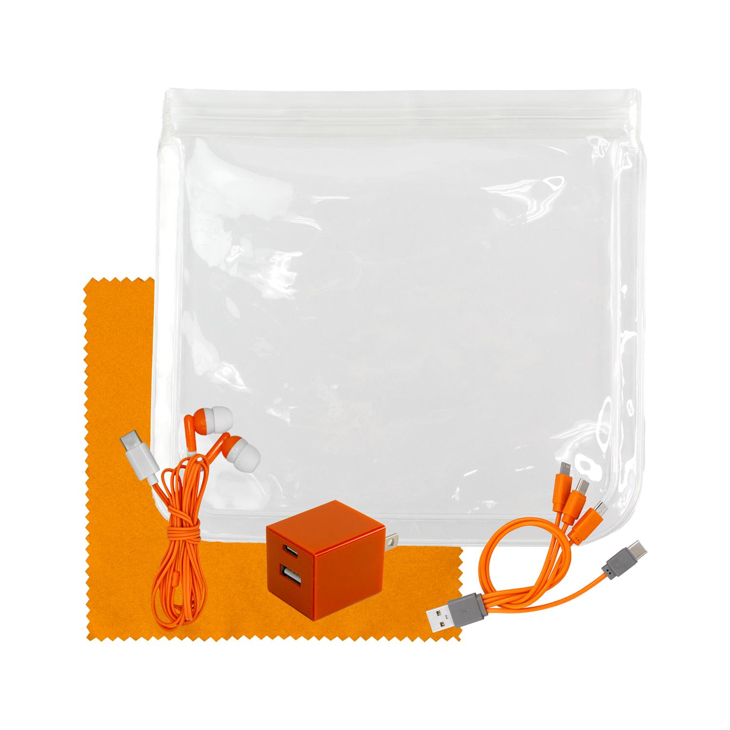 Clear Wall, Cable, Ear Bud & Cloth Set 1