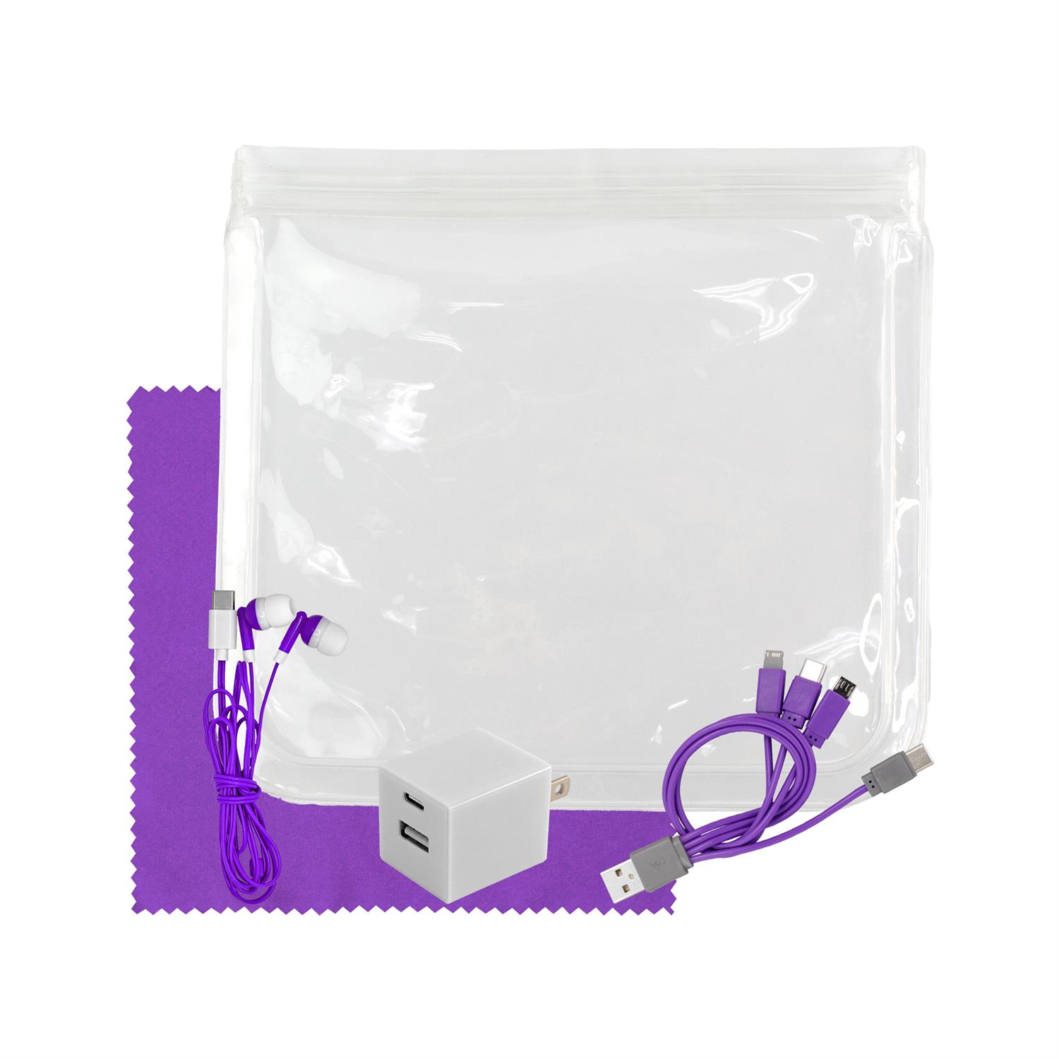 Clear Wall, Cable, Ear Bud & Cloth Set 1