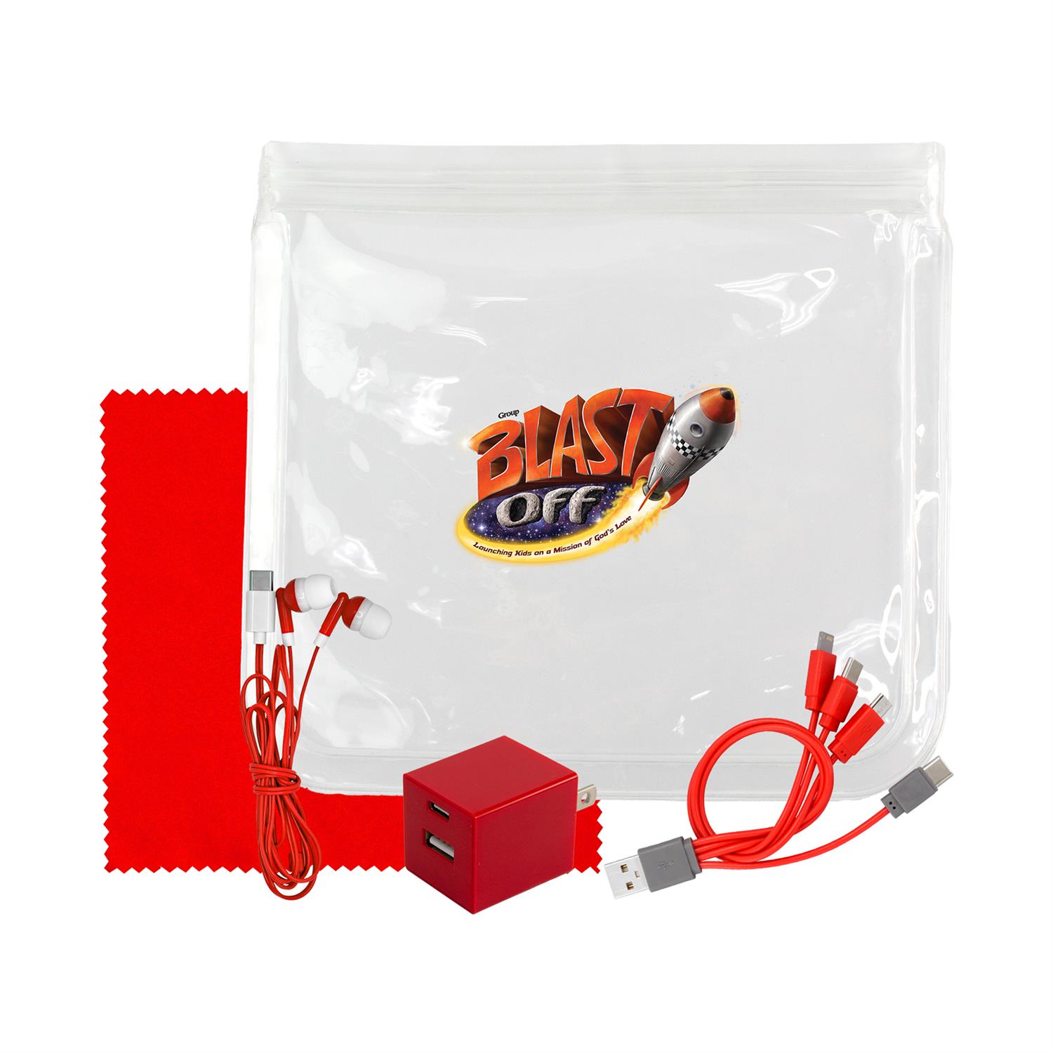 Clear Wall, Cable, Ear Bud & Cloth Set 1