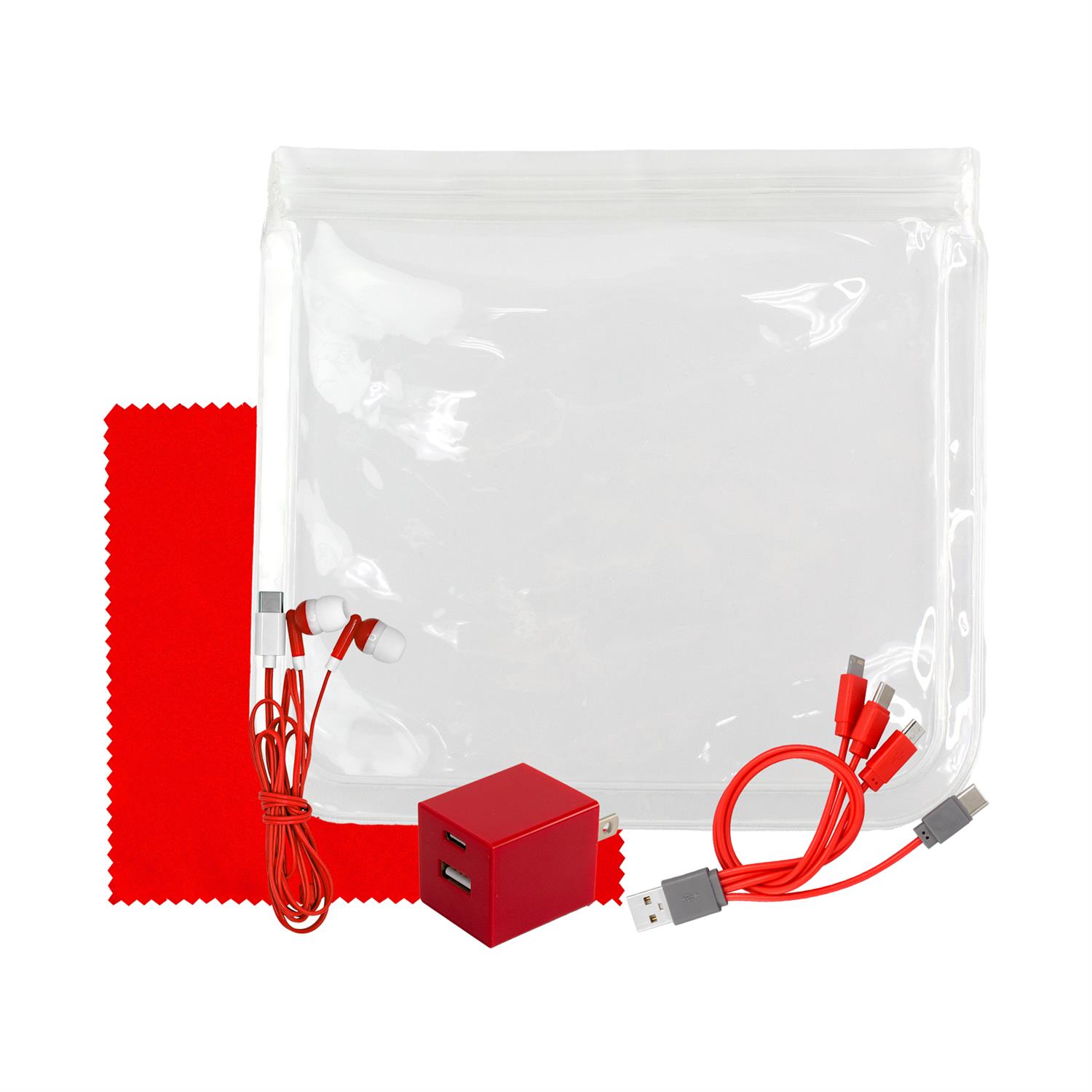 Clear Wall, Cable, Ear Bud & Cloth Set 1
