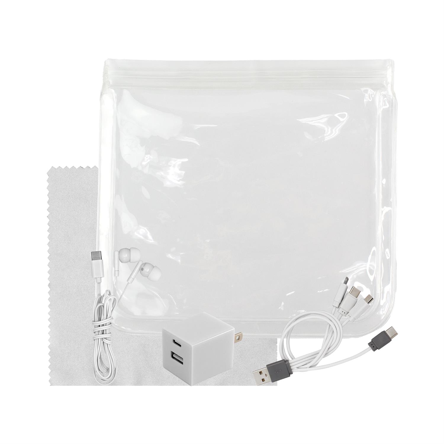 Clear Wall, Cable, Ear Bud & Cloth Set 1