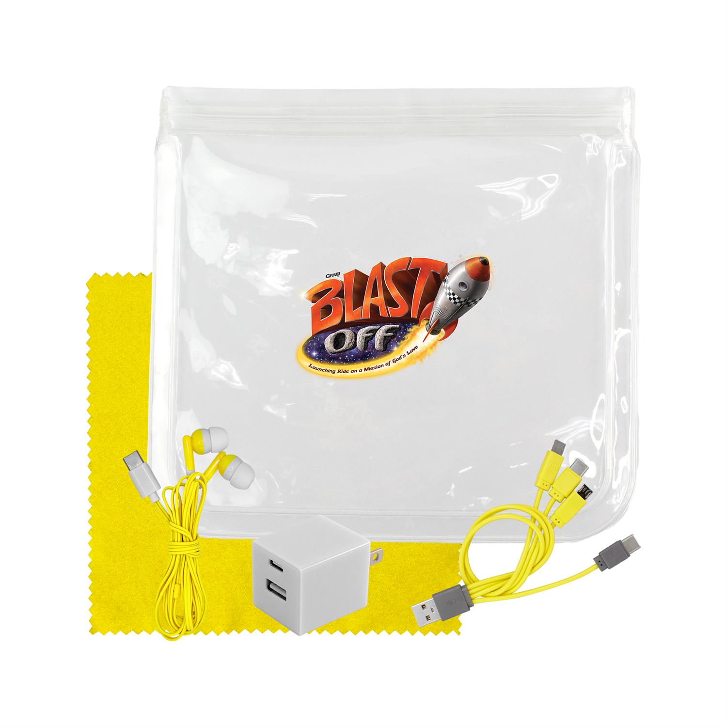 Clear Wall, Cable, Ear Bud & Cloth Set 1