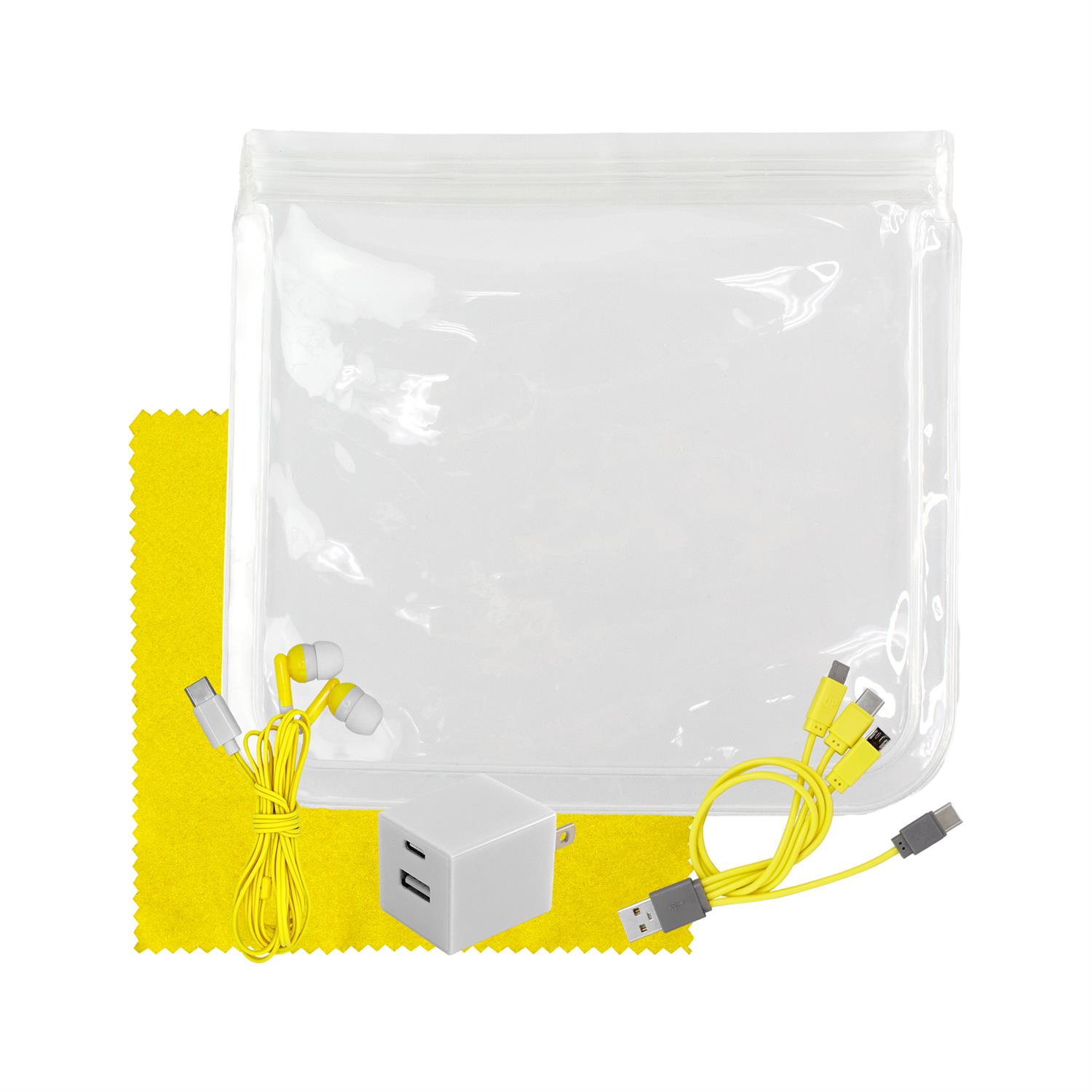 Clear Wall, Cable, Ear Bud & Cloth Set 1