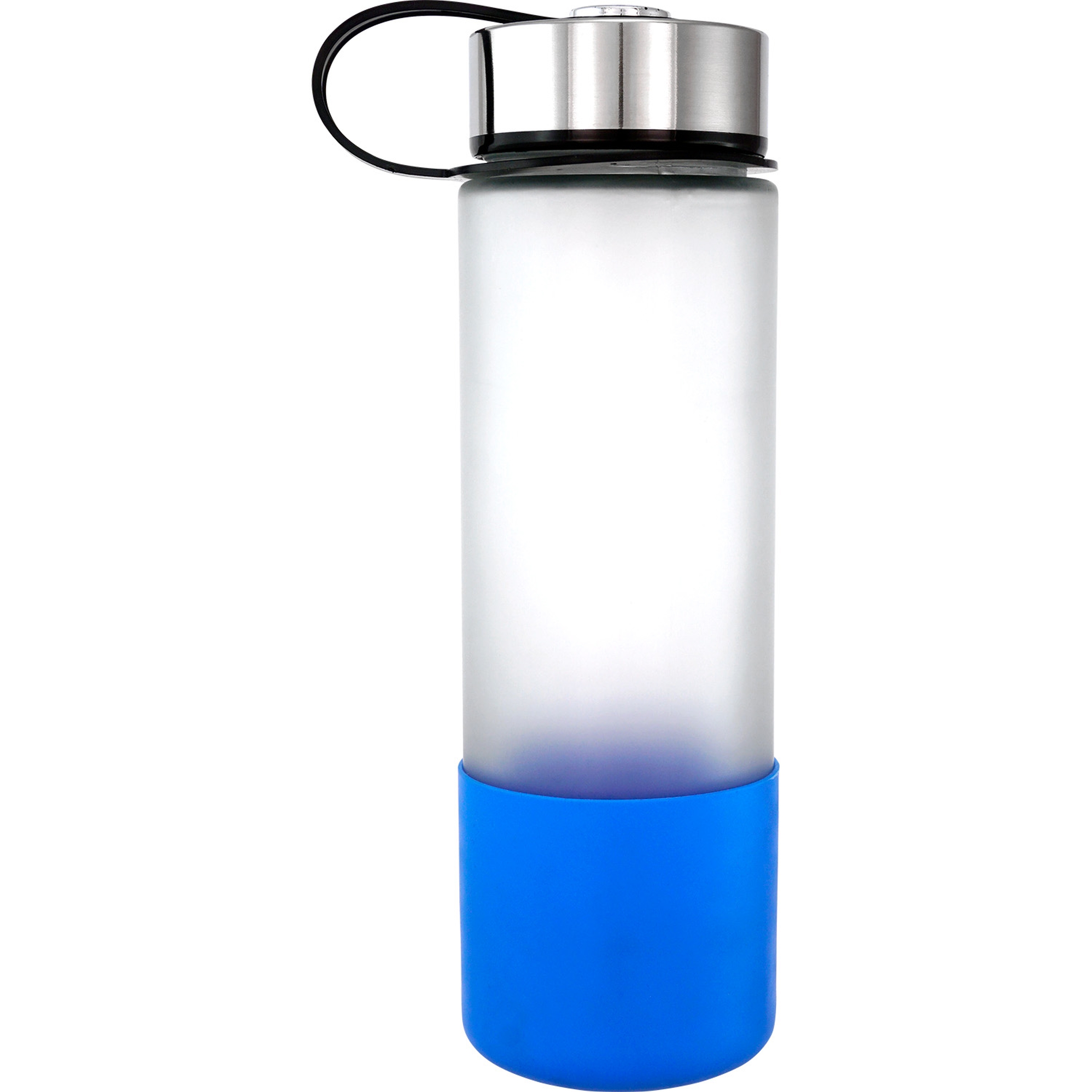 Metal Lanyard Lid 22 oz. Full Color Frosted Glass Grip Bottle 1