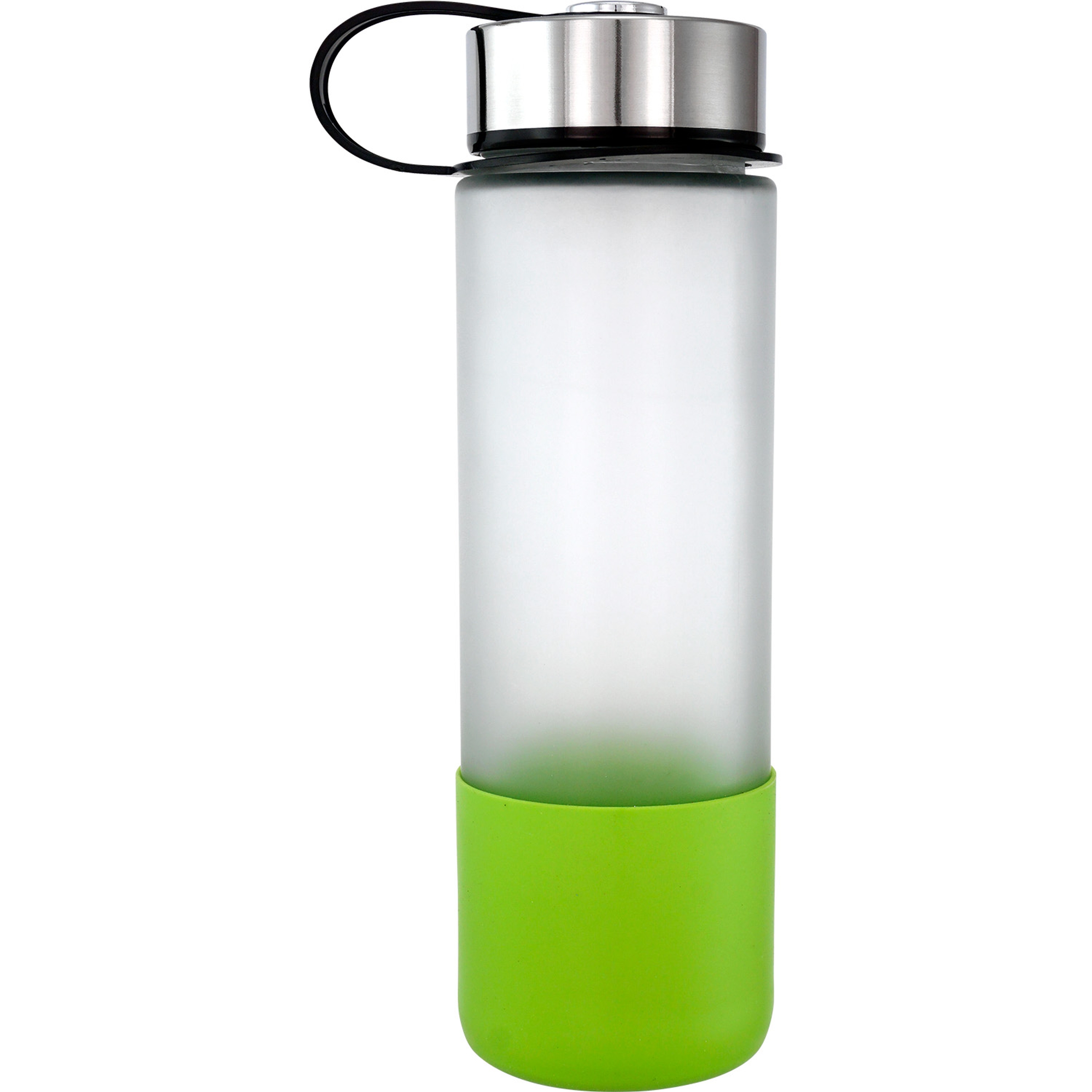 Metal Lanyard Lid 22 oz. Full Color Frosted Glass Grip Bottle 1
