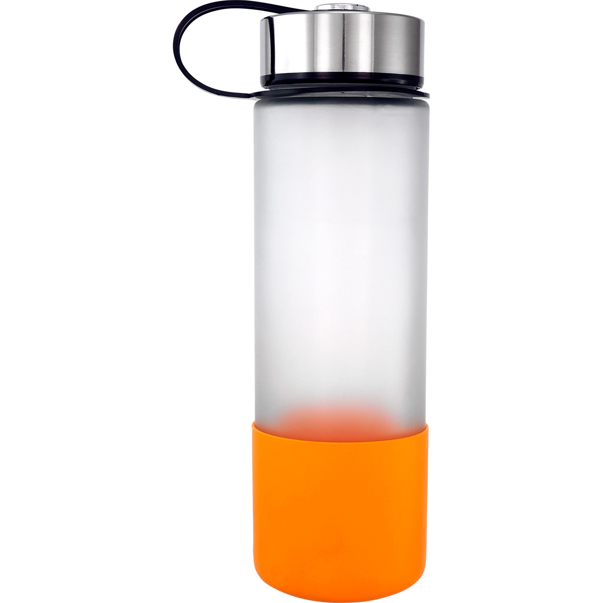 Metal Lanyard Lid 22 oz. Full Color Frosted Glass Grip Bottle 1