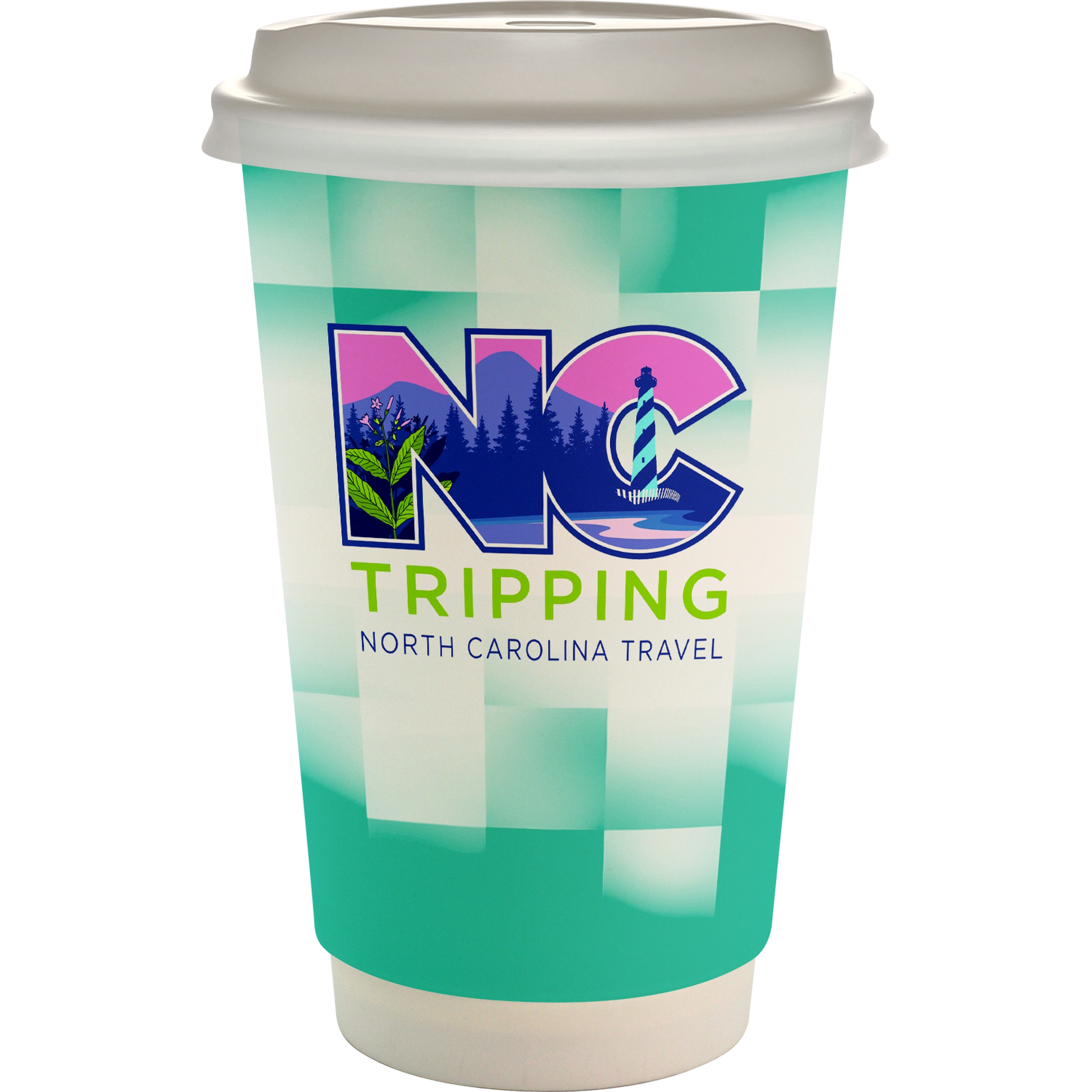 16 oz. Full Color Shaded Checkers Paper Cup With Lid 1