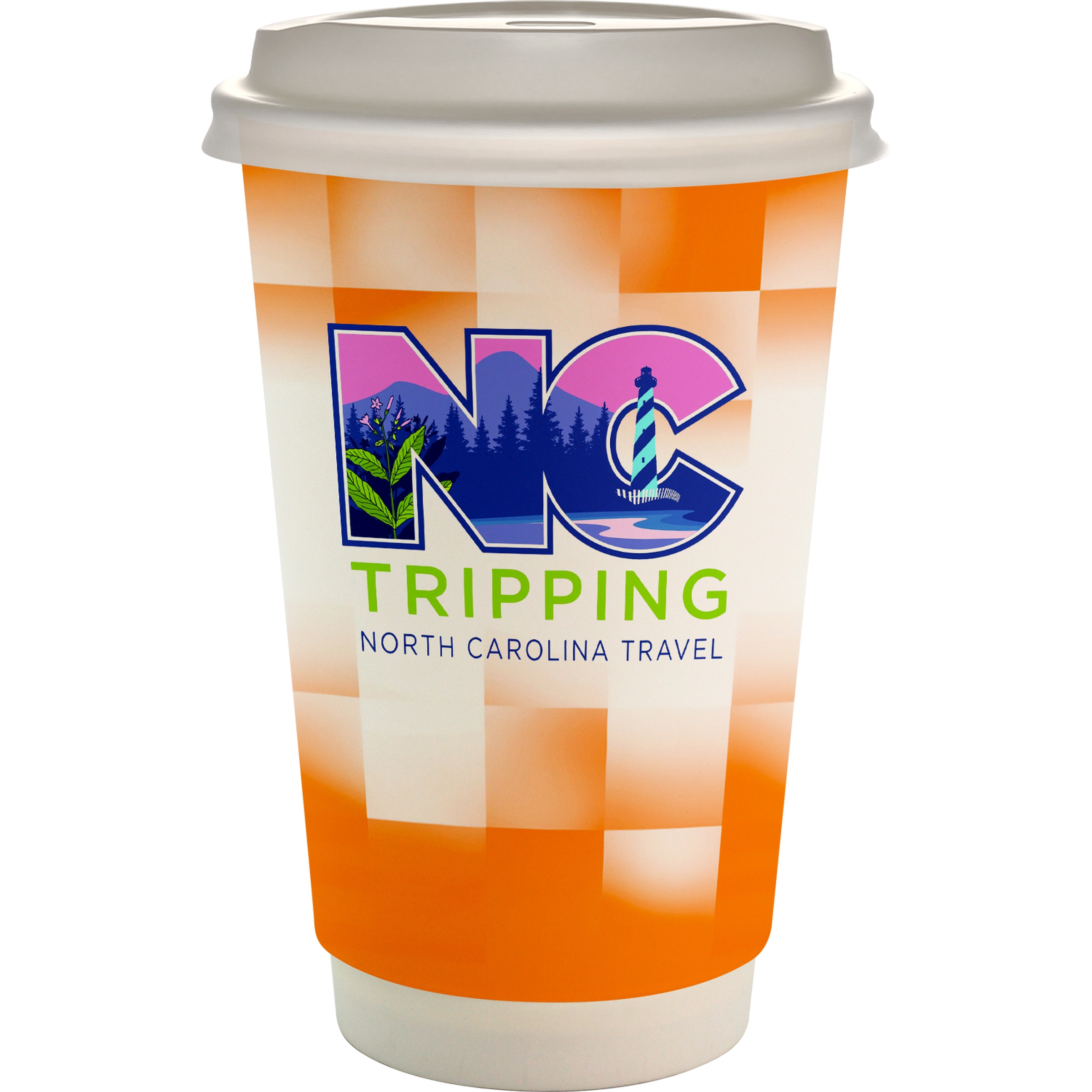 16 oz. Full Color Shaded Checkers Paper Cup With Lid 1