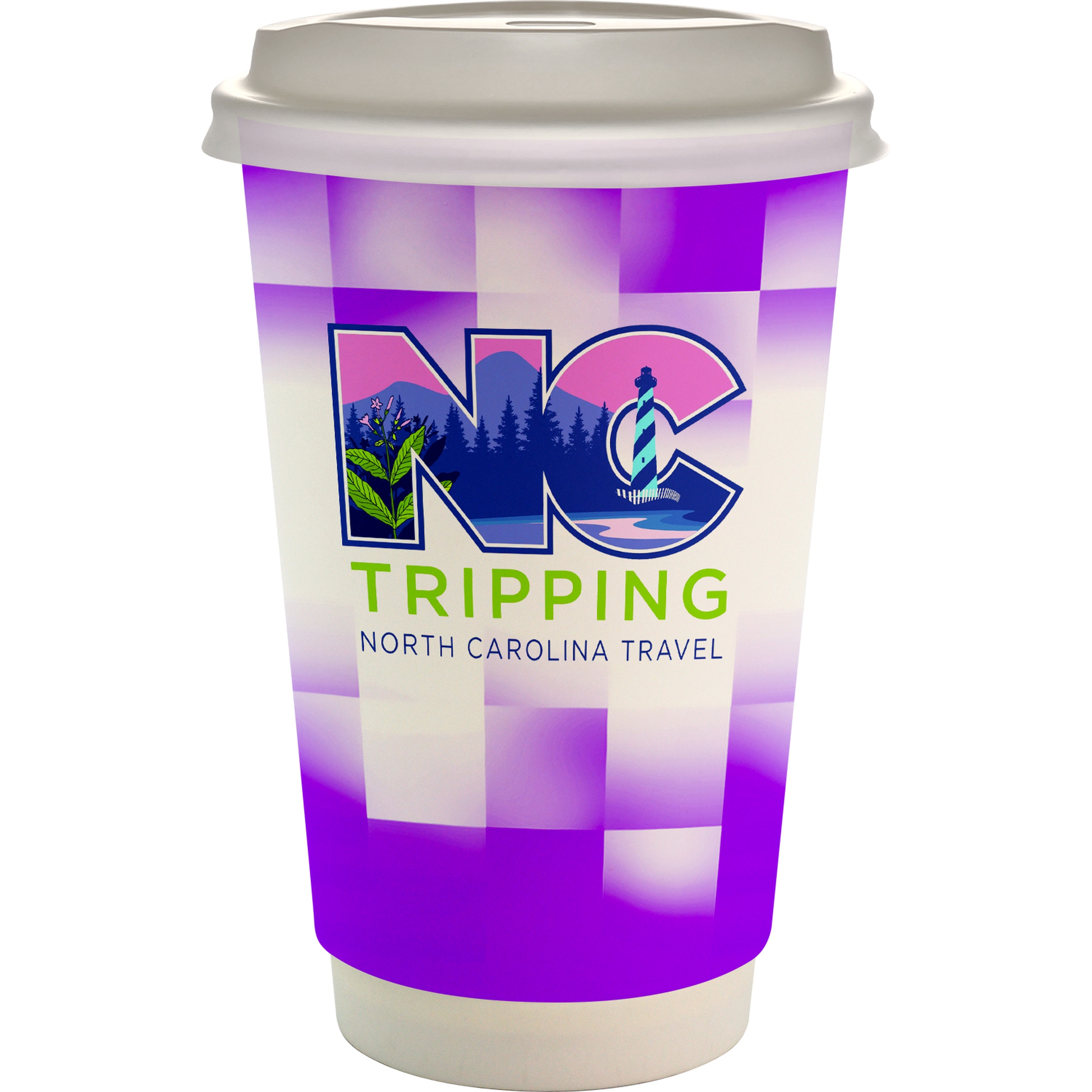 16 oz. Full Color Shaded Checkers Paper Cup With Lid 1
