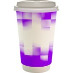 16 oz. Full Color Shaded Checkers Paper Cup With Lid - purple 16 oz. Full Color Shaded Checkers Paper Cup With Lid - purple