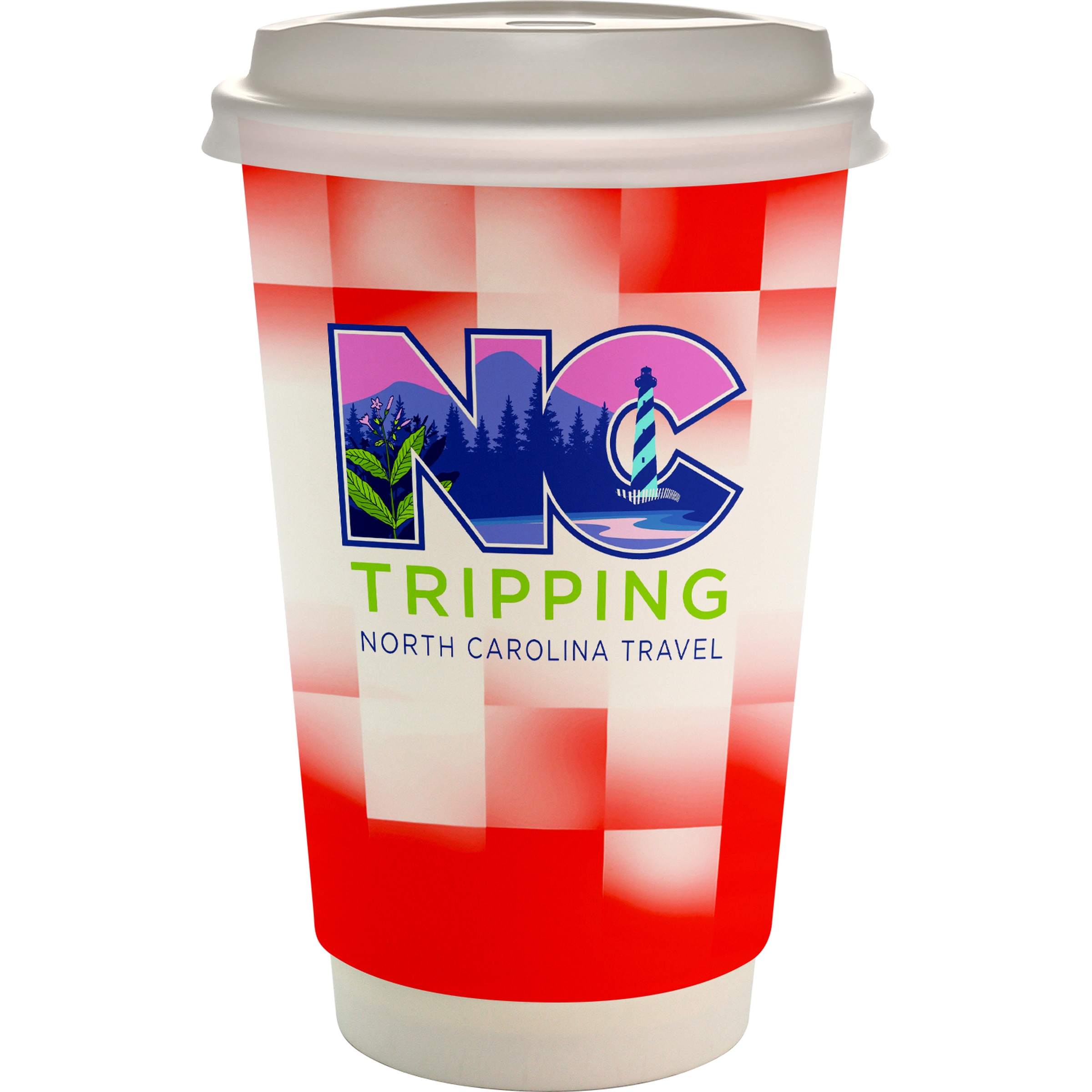 16 oz. Full Color Shaded Checkers Paper Cup With Lid 1