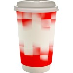 16 oz. Full Color Shaded Checkers Paper Cup With Lid - red 16 oz. Full Color Shaded Checkers Paper Cup With Lid - red