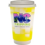 16 oz. Full Color Shaded Checkers Paper Cup With Lid - yellow 16 oz. Full Color Shaded Checkers Paper Cup With Lid - yellow