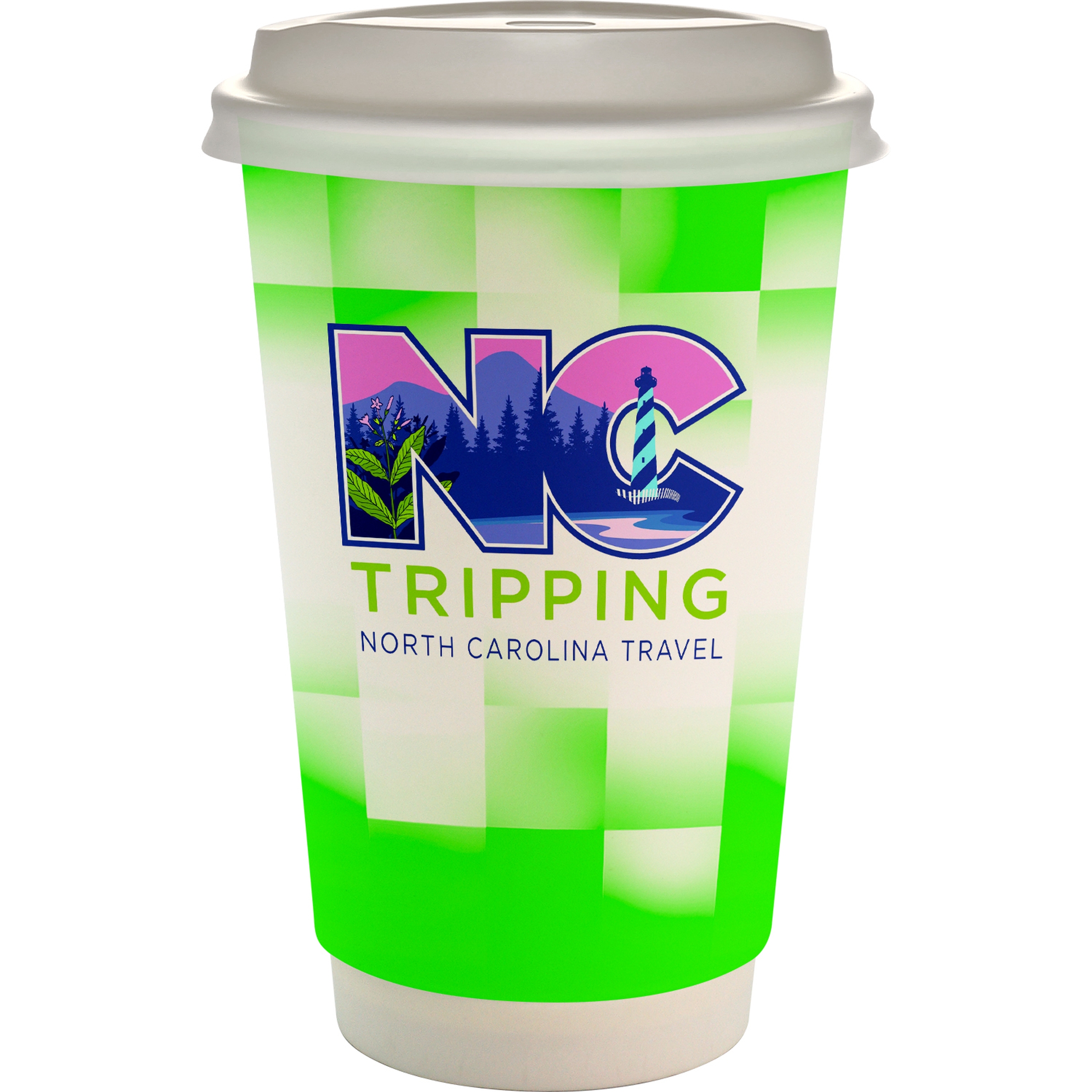 16 oz. Full Color Shaded Checkers Paper Cup With Lid 1