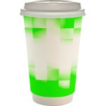 16 oz. Full Color Shaded Checkers Paper Cup With Lid - green 16 oz. Full Color Shaded Checkers Paper Cup With Lid - green