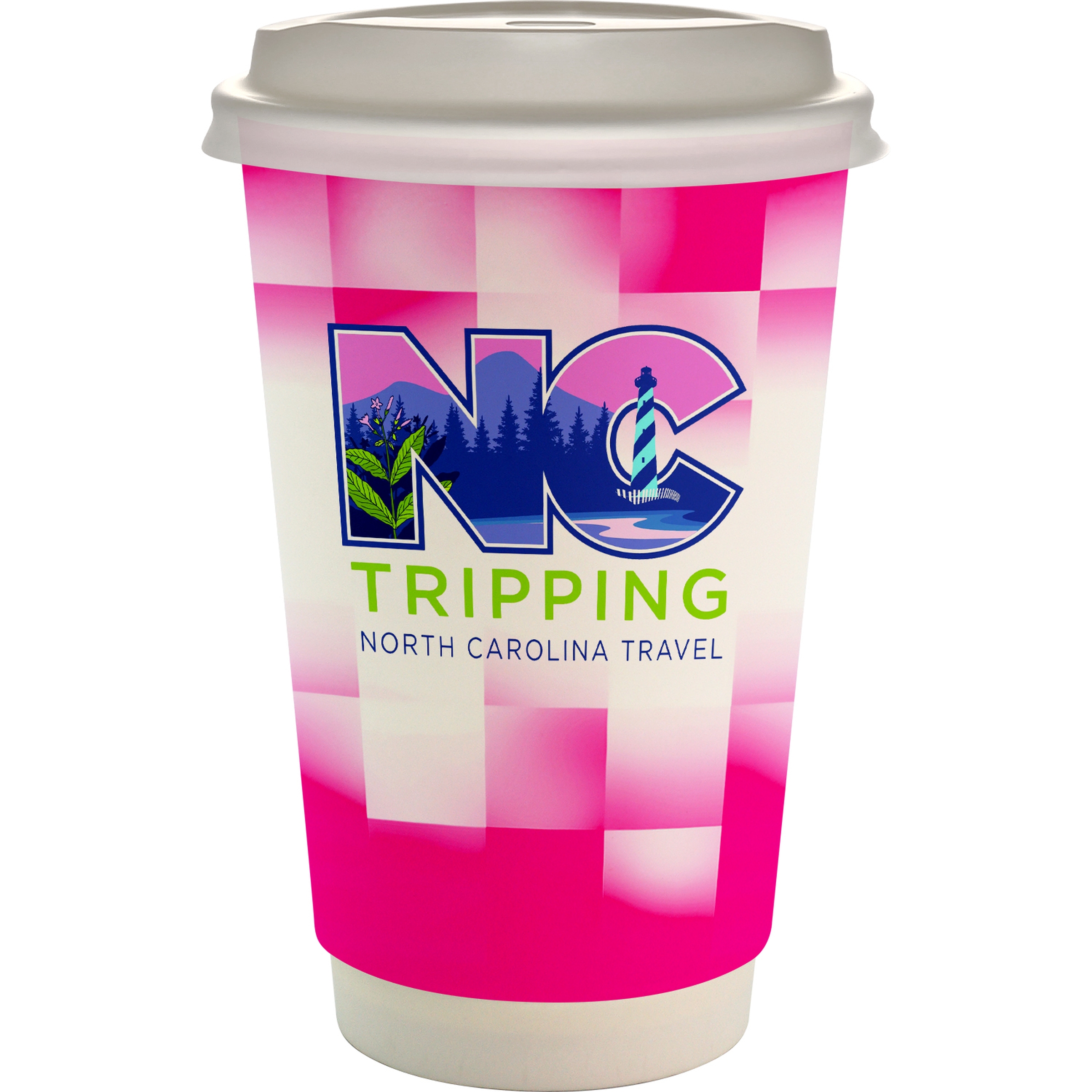 16 oz. Full Color Shaded Checkers Paper Cup With Lid 1