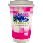 16 oz. Full Color Shaded Checkers Paper Cup With Lid - pink 16 oz. Full Color Shaded Checkers Paper Cup With Lid - pink