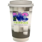 16 oz. Full Color Shaded Checkers Paper Cup With Lid - gray 16 oz. Full Color Shaded Checkers Paper Cup With Lid - gray