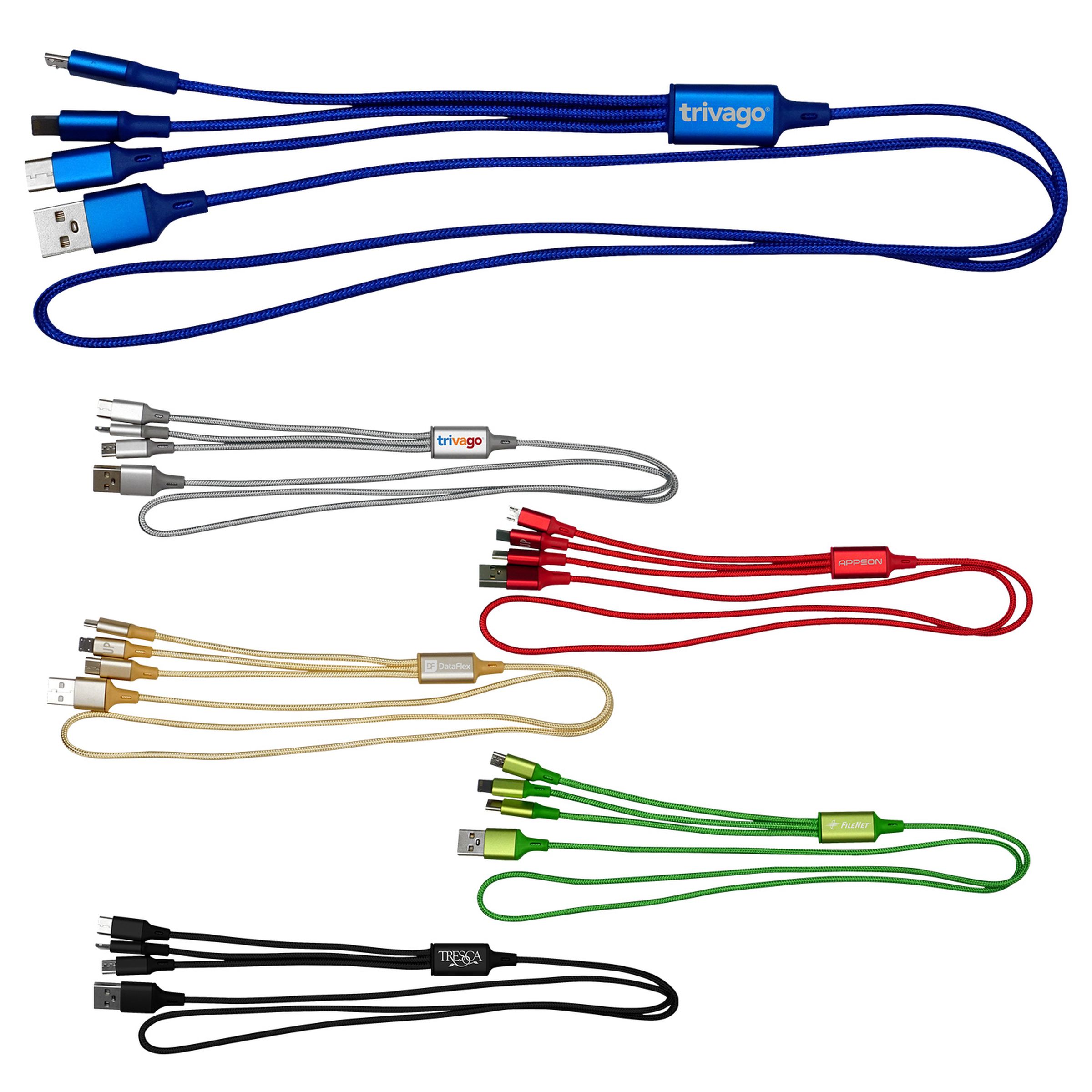 3' Metallic 3-in-1 Cable with Type C USB 1