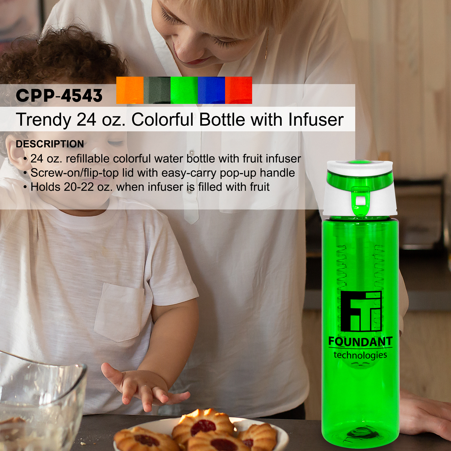 Trendy 24 oz. Colorful Bottle with Infuser 1