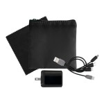 RPET Fast Charger, Cable & Cloth Kit - Black RPET Fast Charger, Cable & Cloth Kit - Black