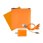 RPET Fast Charger, Cable & Cloth Kit - Orange RPET Fast Charger, Cable & Cloth Kit - Orange