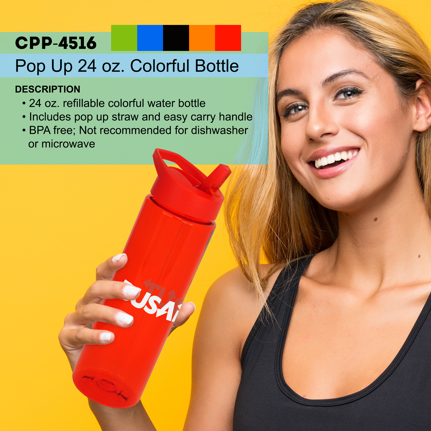 Pop Up 24 oz.. Colorful Bottle 1