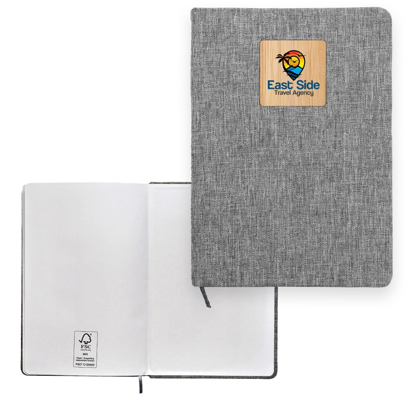 Heathered Recycled Notebook with Bamboo Accent 1 Heathered Recycled Notebook with Bamboo Accent 1