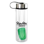 Metal Lanyard Lid 24 oz Recycled Bottle with Floating Infuser - green Metal Lanyard Lid 24 oz Recycled Bottle with Floating Infuser - green
