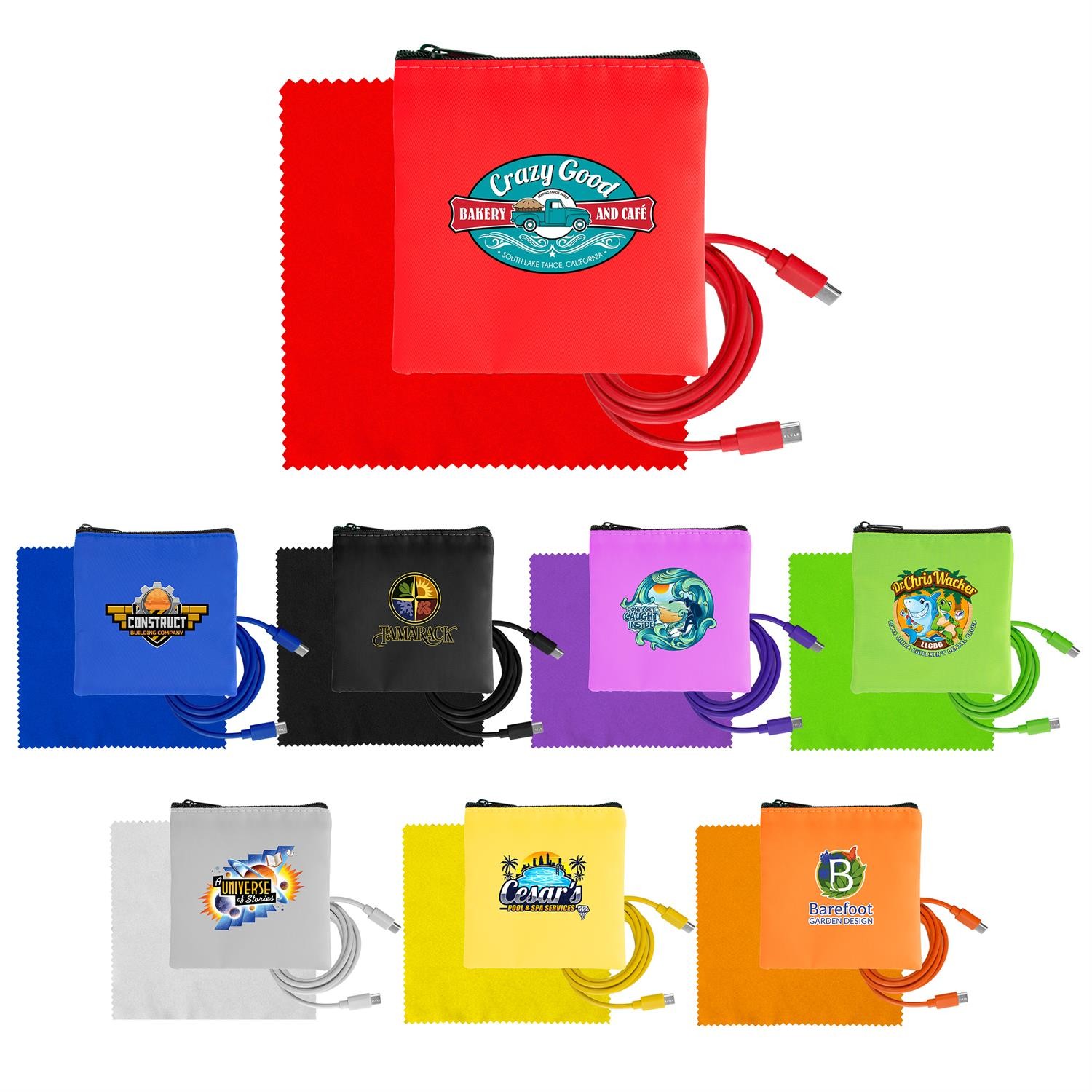 Colorful RPET C to C Cable & Cloth Set 1
