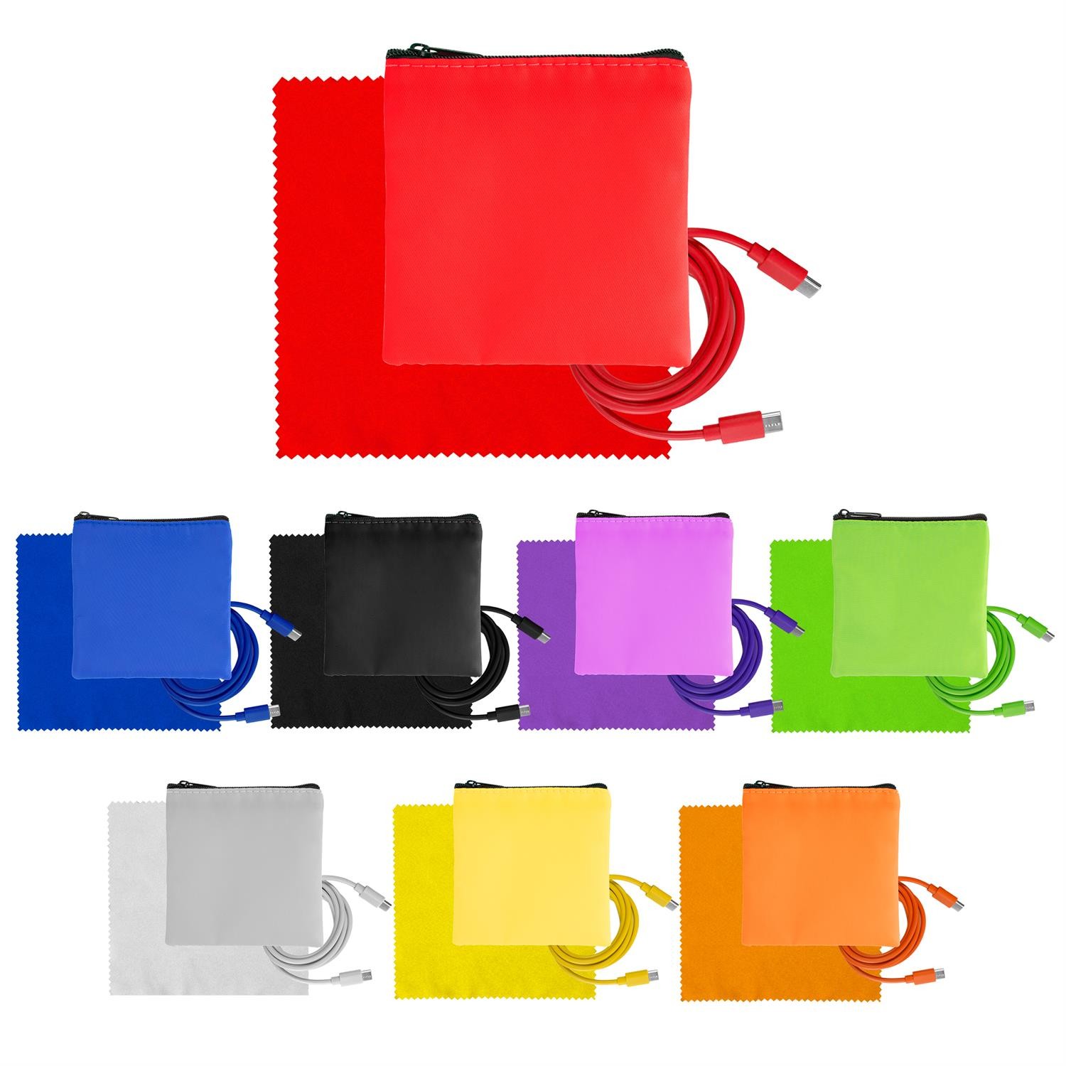 Colorful RPET C to C Cable & Cloth Set 1
